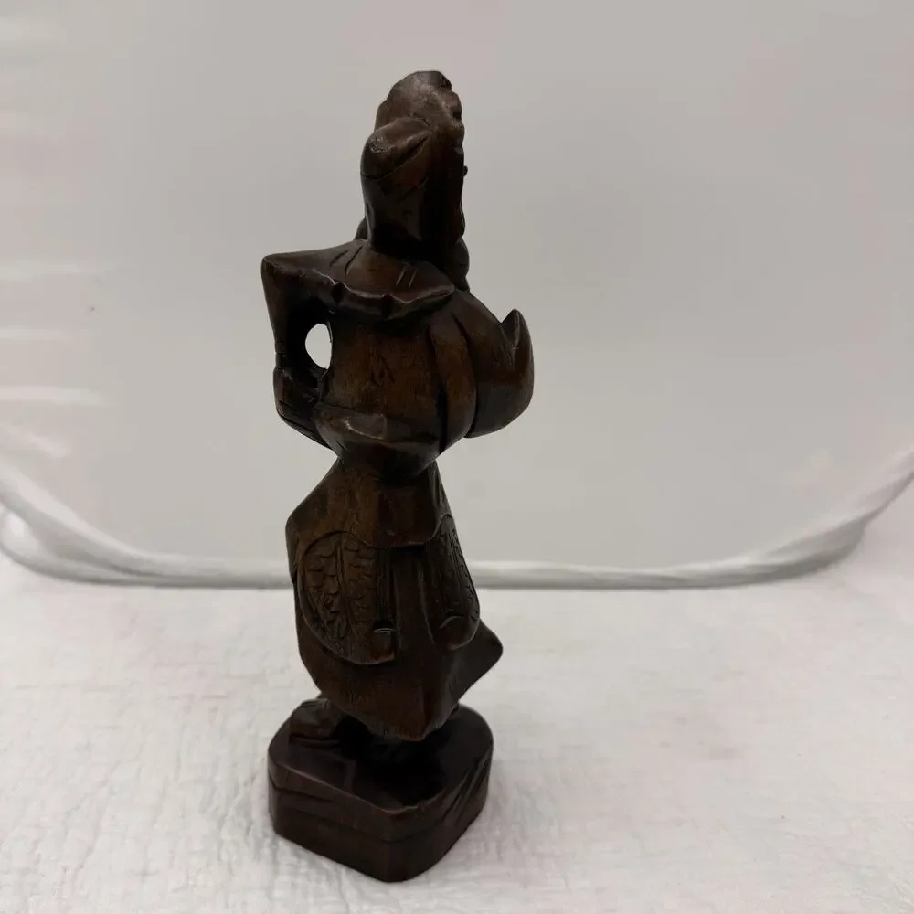 Vintage Carved Wooden Bearded Man Figurine Statue Brown Natural Finish
